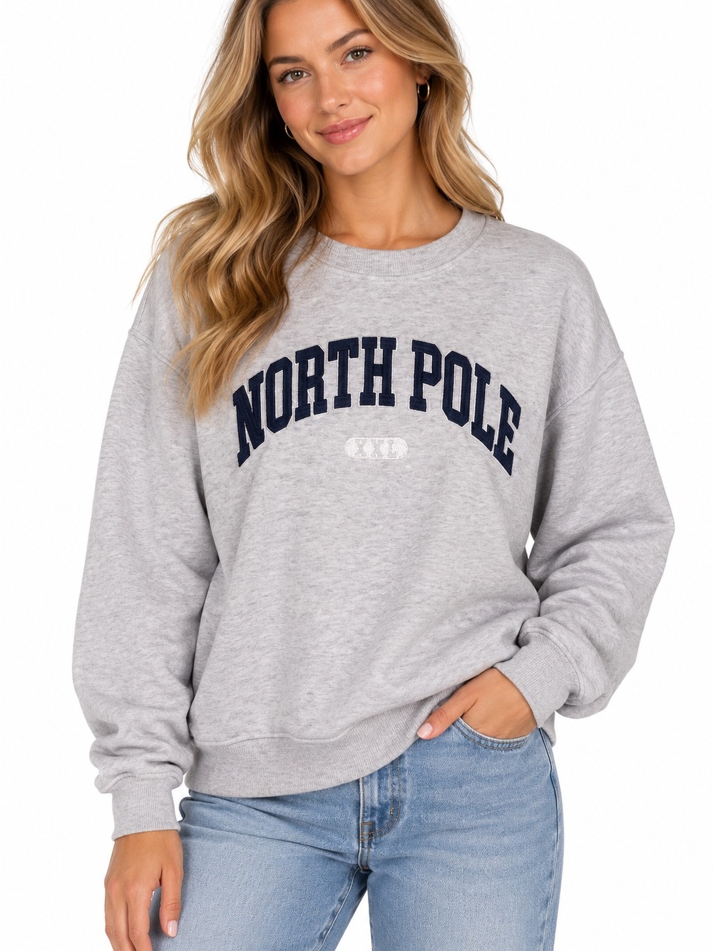 Better Together Size Large North Pole Graphic Crewneck Sweatshirt - Light Gray
